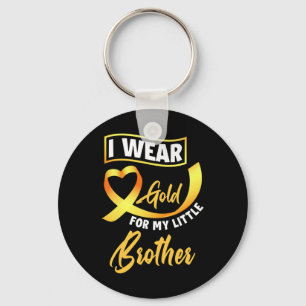 I Wear Gold For My Little Brother Childhood Cancer Keychain