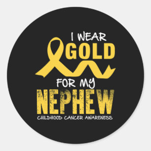 I Wear Gold For My Nephew Childhood Cancer Awarene Classic Round Sticker
