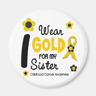 I Wear Gold For My Sister 12 FLOWER VERSION Magnet
