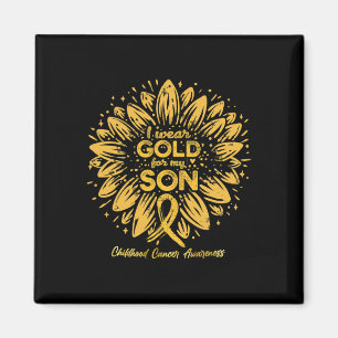I Wear Gold For My Son - Gold Sunflower Childhood  Magnet