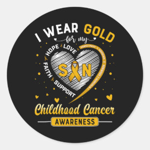 I Wear Gold For My Son Ribbon Awareness Childhood  Classic Round Sticker