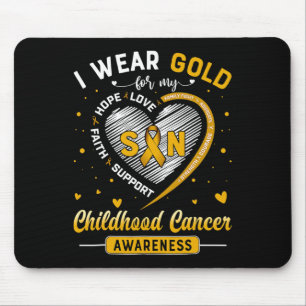 I Wear Gold For My Son Ribbon Awareness Childhood Mouse Pad