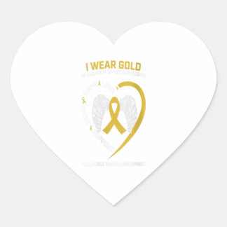 I Wear Gold In Memory Of Grandson Childhood Gift Heart Sticker