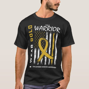 I Wear Gold Warrior Childhood Cancer Awareness Ame T-Shirt