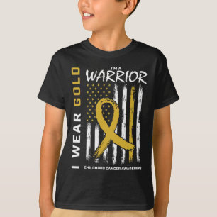 I Wear Gold Warrior Childhood Cancer Awareness Ame T-Shirt