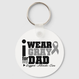 I Wear Gray Ribbon For My Dad Keychain