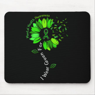 I Wear Green For Mental Health Awareness Green Rib Mouse Pad