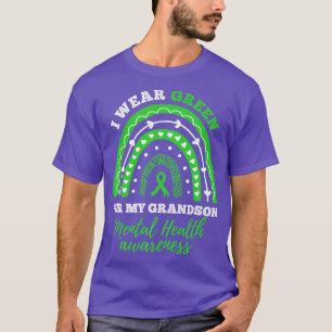 I Wear Green For My Grandson Rainbow Mental Health T-Shirt