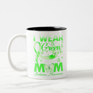 I Wear Green For My Mom Scoliosis Awareness Two-Tone Coffee Mug