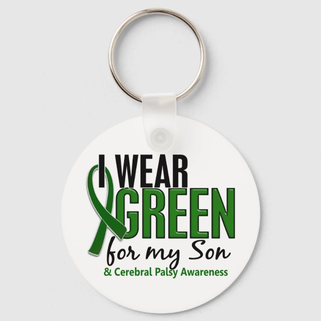 I Wear Green For My Son 10 Cerebral Palsy Keychain (Front)