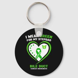 I Wear Green For My Stepdad Bile Duct Cancer Aware Keychain