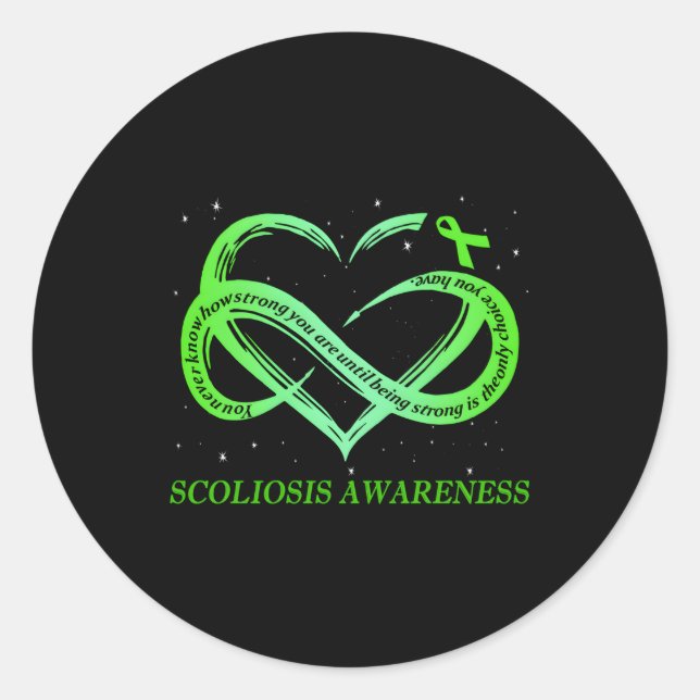 I Wear Green For Scoliosis Awareness Warrior Classic Round Sticker (Front)