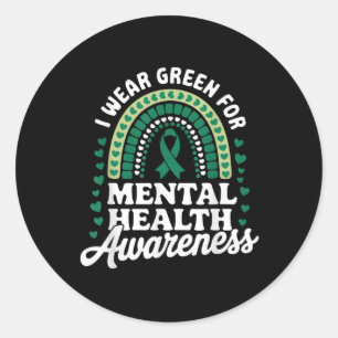 I Wear Green Mental Health Awareness  Classic Round Sticker