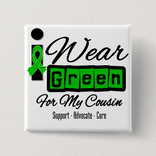 I Wear Green Ribbon (Retro) - Cousin 2 Inch Square Button