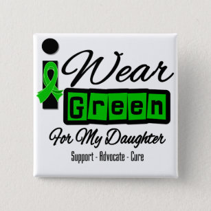 I Wear Green Ribbon (Retro) - Daughter 2 Inch Square Button