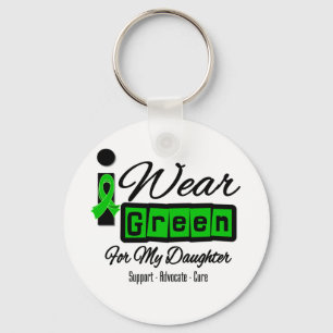 I Wear Green Ribbon (Retro) - Daughter Keychain