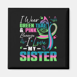 I Wear Green Teal Pink Because I Love My Sister Mb Magnet