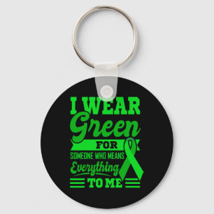 I WEAR GREEN World Cancer Day Gift Green Ribbon Ch Keychain