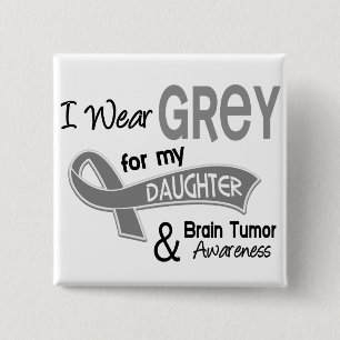 I Wear Grey 42 Daughter Brain Tumour 2 Inch Square Button
