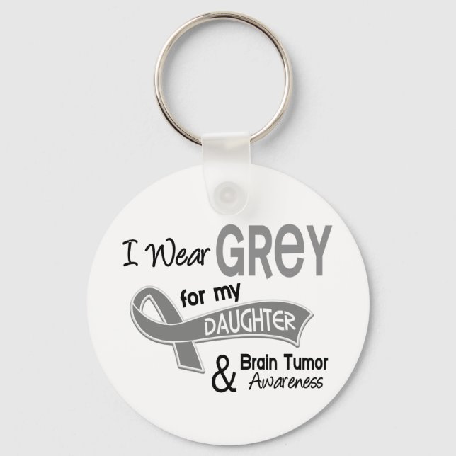 I Wear Grey 42 Daughter Brain Tumour Keychain (Front)