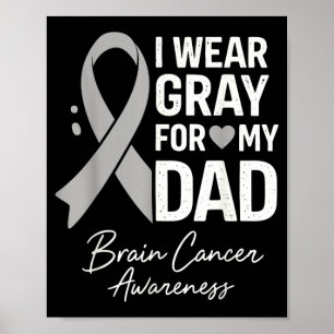I Wear Grey Dad Brain Cancer Awareness Poster