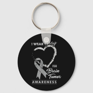 I Wear Grey For Brain Tumour Awareness Vintage Keychain