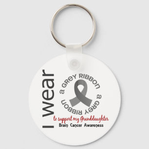 I Wear Grey For My Granddaughter 17 Brain Cancer Keychain