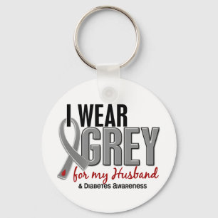 I Wear Grey For My Husband 10 Diabetes Keychain