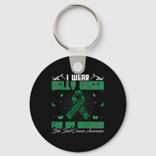 I Wear Kelly Green For My Husband Bile Duct Cancer Keychain