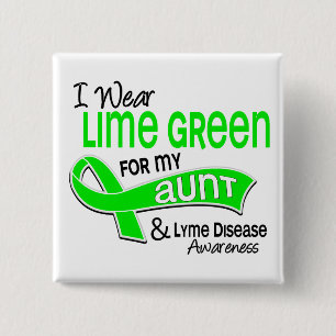 I Wear Lime Green 42 Aunt Lyme Disease 2 Inch Square Button