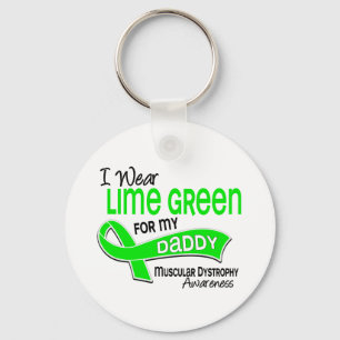 I Wear Lime Green 42 Daddy Muscular Dystrophy Keychain