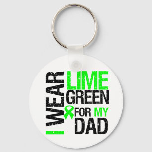 I Wear Lime Green Ribbon For My Dad Lymphoma Keychain
