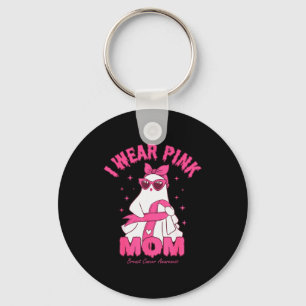 I Wear Nk For My Mom Boo Ghost Breast Cancer Aware Keychain