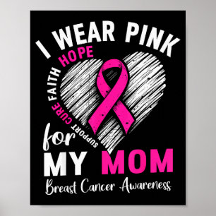 I Wear Nk For My Mom Breast Cancer Awareness Suprt Poster