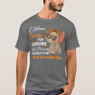 I Wear Orange ADHD Awareness Glasses Elephant  T-Shirt