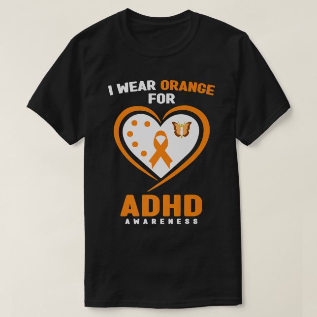 I Wear Orange For ADHD Awareness Premium  T-Shirt (Design Front)