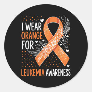 I Wear Orange For Leukemia Awareness Warrior Ribbo Classic Round Sticker