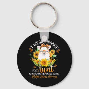 I Wear Orange For My Aunt Ms Awareness Llama Sunfl Keychain