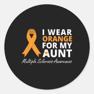 I Wear Orange For My Aunt Ms Awareness Ribbon 1 Classic Round Sticker