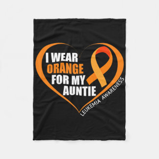 I Wear Orange For My Auntie Leukaemia Awareness  Fleece Blanket