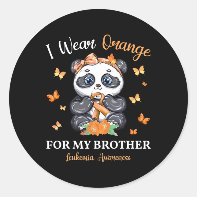I Wear Orange For My Brother Leukaemia Awareness P Classic Round Sticker (Front)