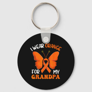 I Wear Orange For My Grandpa Butterfly Leukemia Aw Keychain
