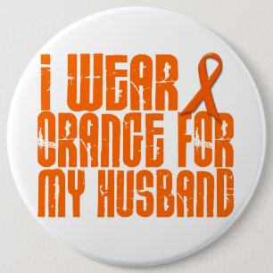 I Wear Orange For My Husband 16 6 Inch Round Button
