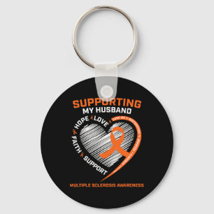 I Wear Orange For My Husband Multiple Sclerosis Aw Keychain