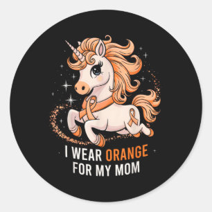 I Wear Orange For My Mom Unicorn Ms Awareness  Classic Round Sticker
