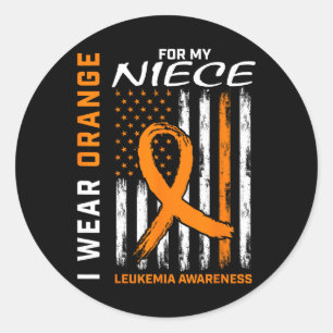 I Wear Orange For My Niece Leukaemia Awareness Ame Classic Round Sticker