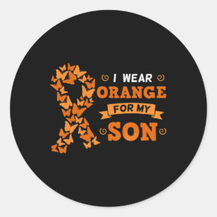 I Wear Orange For My Son Leukaemia Blood Cancer Ce Classic Round Sticker