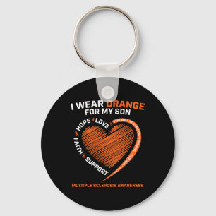 I Wear Orange For My Son Multiple Sclerosis Awaren Keychain