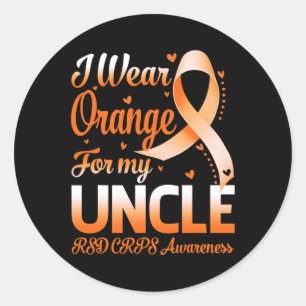 I Wear Orange For My Uncle RSD CRPS Awareness Ribb Classic Round Sticker