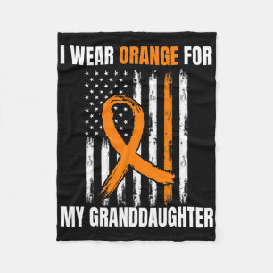 I Wear Orange Granddaughter Leukaemia Awareness Am Fleece Blanket
